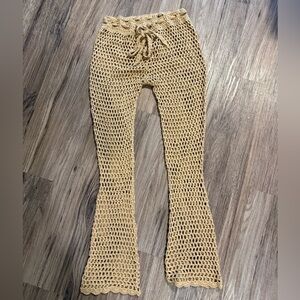 Fashion Nova Tan Crochet swim cover up pants xs